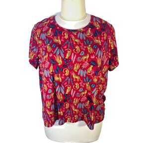 Secret Treasures Tee Shirt Womens 2X Tropical Red Cheetahs Sleep Shirt